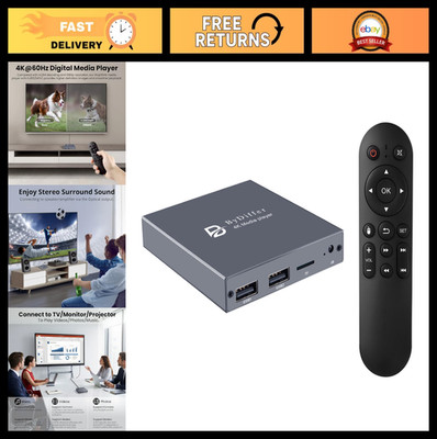 4K Digital Media Player for USB/TF Card - HDMI/AV/Optical, HD Video Playback, Lo