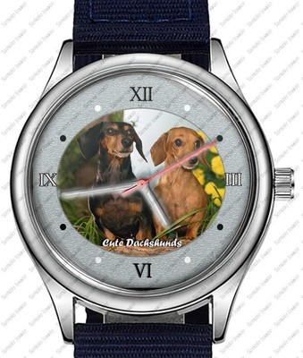 Twin Dackel Haustier Hunde einzigartig Unisex schöne Armbanduhr UK schnell