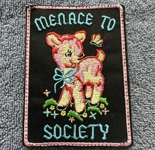 MENACE TO SOCIETY 2x3 Embroidered Morale Patch Hook Backing Brand New