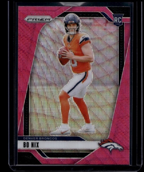 2024 Panini Prizm Football Bo Nix #309 RC Rookie Pink Wave