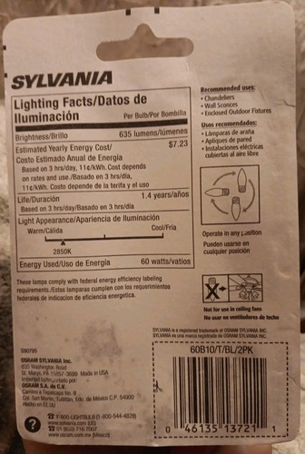 6 Sylvania Medium Base B10 Fan Bulbs - Picture 2 of 3