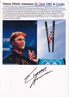 Autograph - Simon Ammann (winter sports) - ski jumping - Switzerland