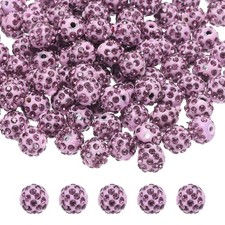 50pcs 10mm Purple Rhinestone Polymer Fancy Beads for DIY Jewelry Making