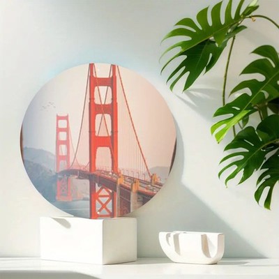 Golden Gate Bridge Aluminum Wall Art Red Golden Landmark