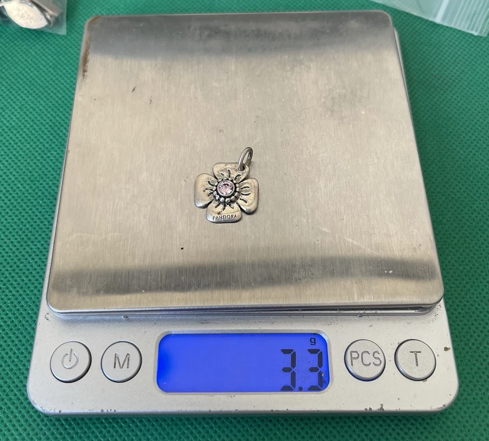 Pandora Rosa Circonita Cúbica Plata de Ley .925 Flor Dije Broche Abridor Foto 3 de 4
