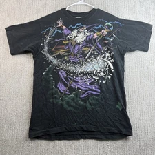 Vintage Wizard Liquid Blue T Shirt Size XL AOP Black