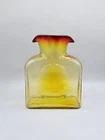 Vintage Blenko Tangerine Amberina Art Glass Double Spout Water Bottle GLOWS