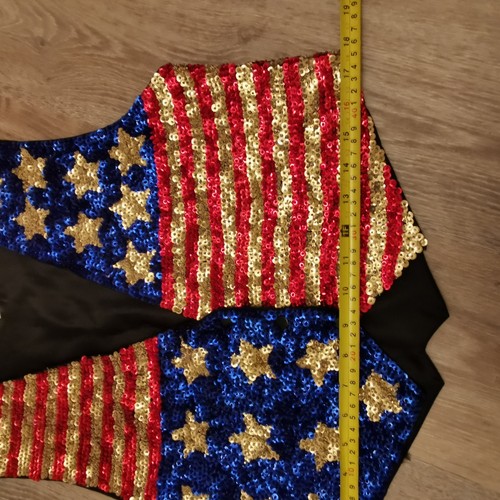 American Flag Sequin Waistcoat - Beaded Sparkly Serious Fun Company Vintage - Picture 8 of 15