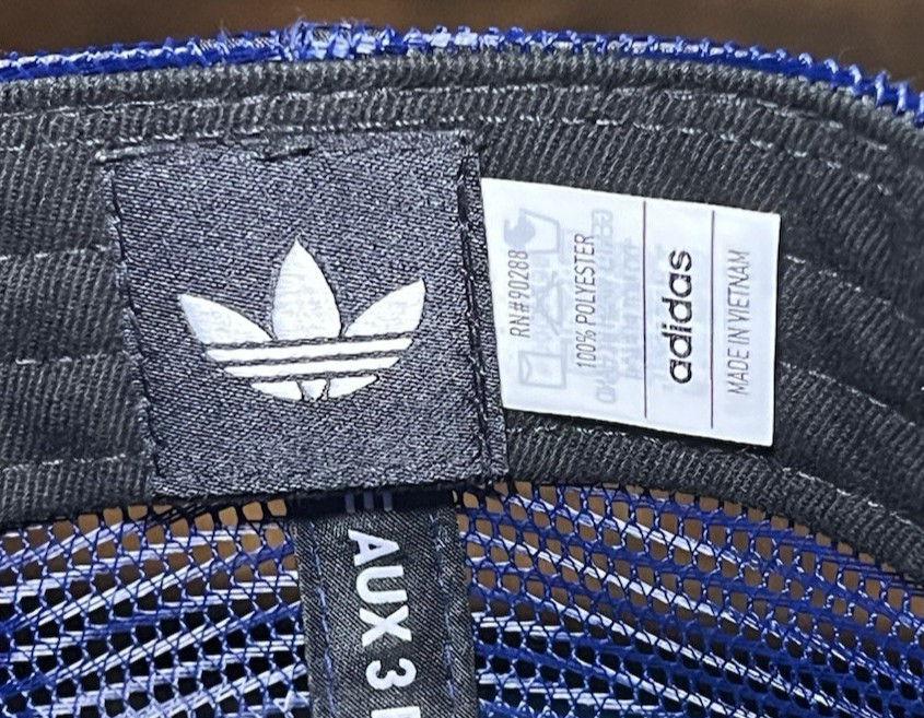 Adidas Originals Gold Embroidered Floral Brim All Mesh Blue Snapback Trucker Hat