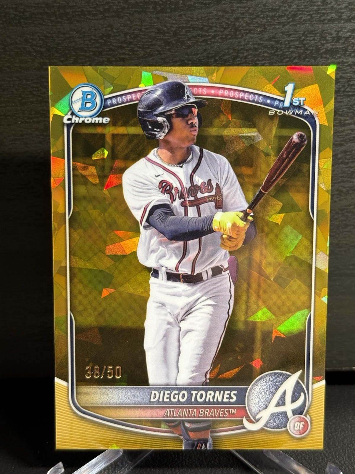 2025 Bowman Chrome Sapphire Diego Tornes 1st #BCP-214 Braves Gold Refractor /50