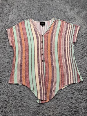 Anthropologie W5 Top Women Large Pastel Striped Tie Front Button Up Shirt USA