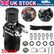 Oil Catch Can Kit Breather Baffled Reservoir Tank Universal W/ Hose Filter 300ML