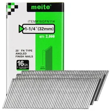 meite 16 Gauge 20 Degree Angled Finish Nails Galvanized for Baseboard Trim
