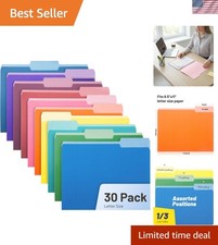 Colored File Folders,30 Pack Manila Folders, Letter Size 8.5" x 11", 1/3-Cut ...