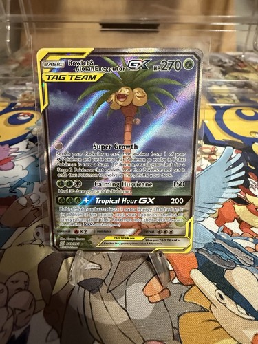 Rowlet & Alolan Exeggutor GX (Alternate Full Art) 215/236 Sm-Unified Minds Holo