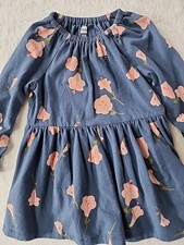 Tea Collection Girls Blue Peach Floral Dress Size 18-24 Months Preowned