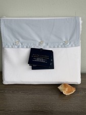 Ralph Lauren Organic Sateen Border King Duvet Cover Blue Hyacinth Retail- 470
