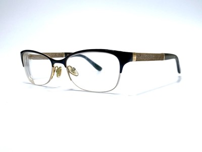 Jimmy Choo Black Gold Cat Eye Glasses Glitter Temples w Case  display picture 2