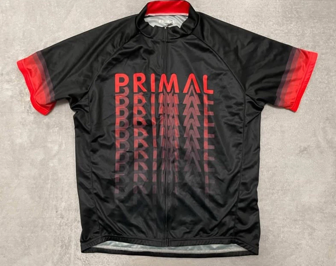 Primal Cycling Jersey Men's Sport Cut Raglan Sz L Tour De Cure Without Cancer