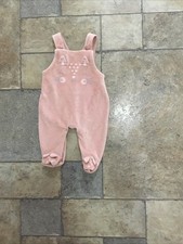 George Pink Velour Cat Dungarees Age 0/3 Months Great Condition
