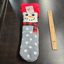 Holiday Christmas SNOWMAN Frosty Gray SLIPPER SOCKS Womens Size 4-10 - NEW