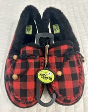 Western Chief Women's Elaine Slipper black/red plaid-sz 9-indoor/oudoor-faux fur