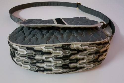 Cinda b Saddle Crossbody Shoulder Bag Purse Slate Gray EXCELLENT CONDITION - Picture 7 of 12