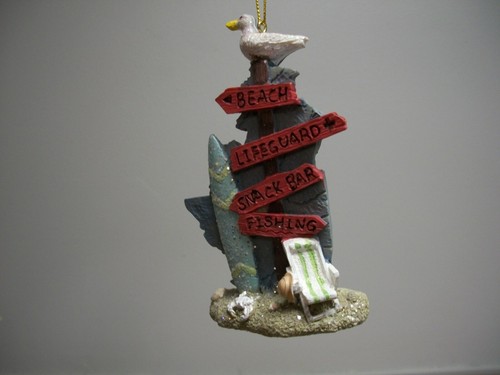 Tropical Beach Lifeguard Snack Bar Fishing Signs Pole Chair XMas Ornament NWT - Picture 8 of 10