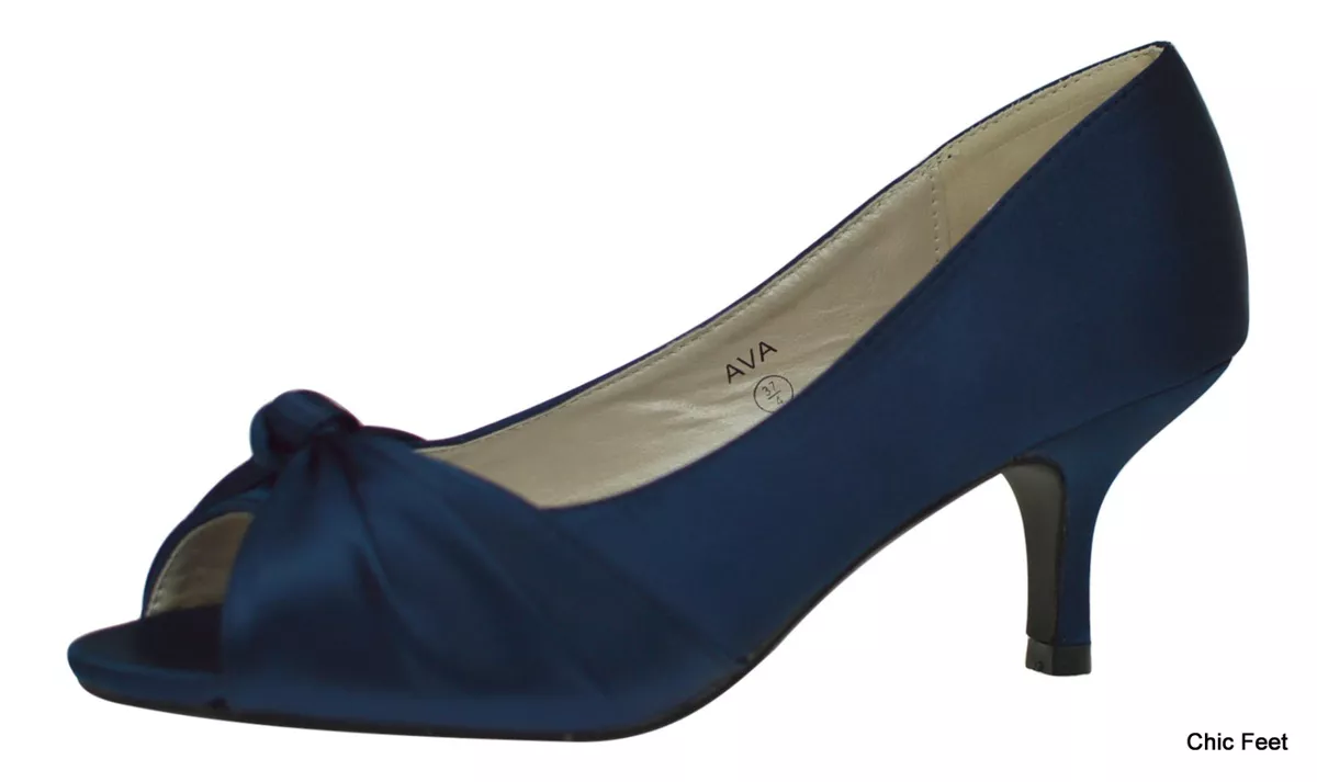 Navy blue 2025 satin shoes