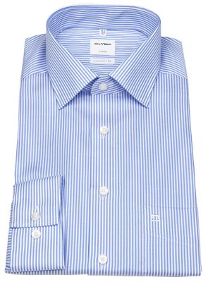 OLYMP Hemd Luxor Comfort Fit Twill Streifen hellblau / weiß - ohne OVP