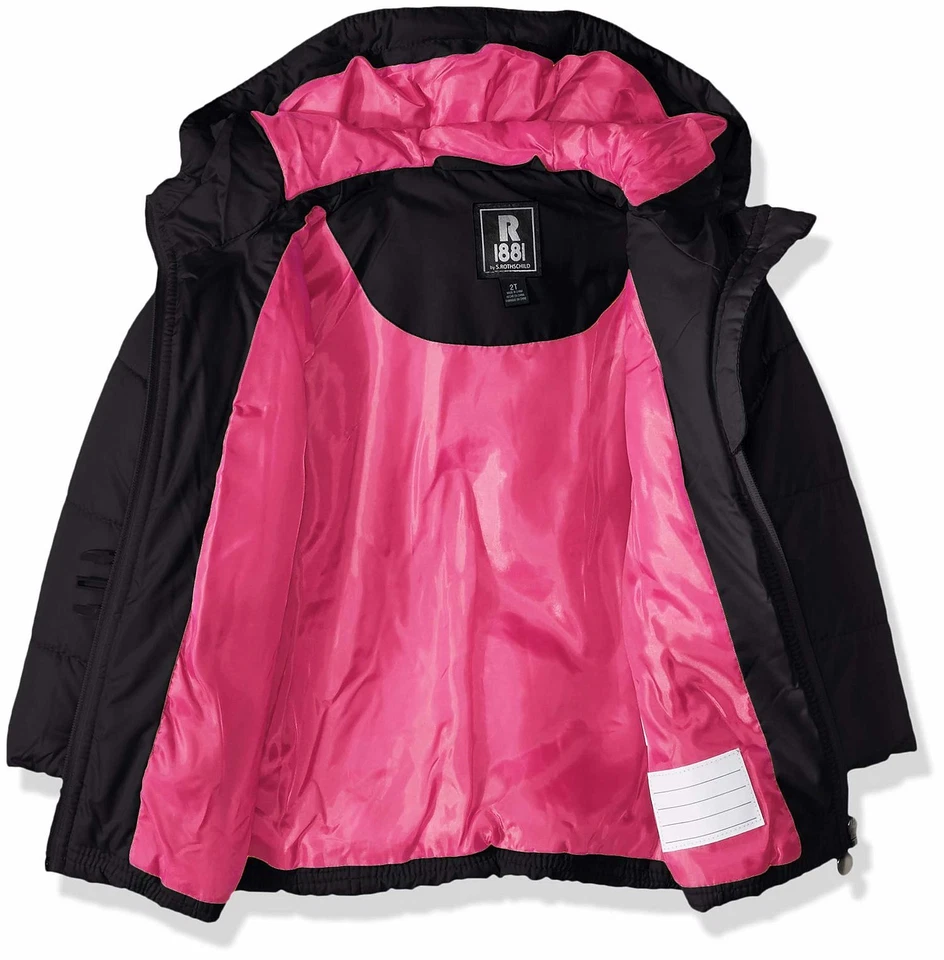 S. Rothschild Bebé Niñas Chaqueta Hinchada Puffer con Bufanda Foto 2 de 3