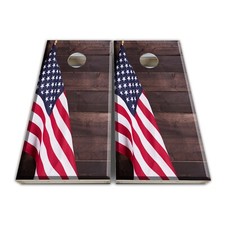 Office Flag Wood American Flag Cornhole Board Wrap Laminated Vinyl Wrap Set