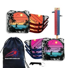 Pro Cornhole Bags Set of 8 Regulation - Slick n Stick Bean Bags w Score Tower
