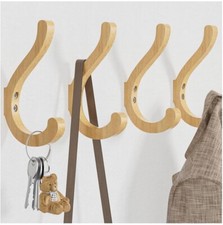 Wooden coat hooks Pack Of 4 Including Plugs And Screws