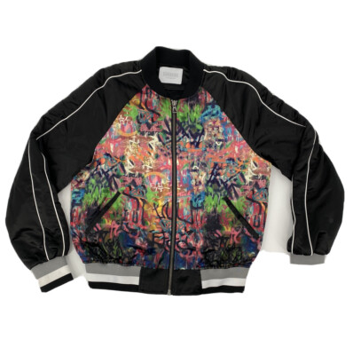 Eleven Paris X Banksy Art Pray LARGE Lined Men's Bomber Jacket RARE  COLLECTIBLE