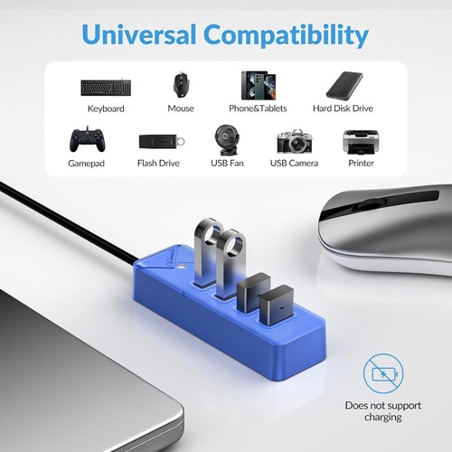 USB 4 PORT HUB 3.0 BLACK HIGH SPEED MULTI SPLITTER ADAPTER DESKTOP FOR PC MAC OS - Picture 25 of 53