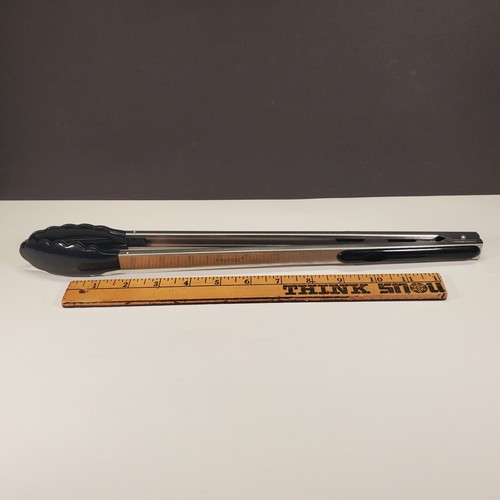 Black Silicone Set of 3 Tongs for Cooking Stainless Steel 15" 12" 9" BBQ NOS - Picture 3 of 12