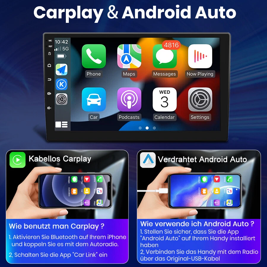 9''Android12 Autoradio GPS Navi WIFI Carplay Für BMW 1er E81 E82 E87 E88 04-2011 - Bild 3 von 4