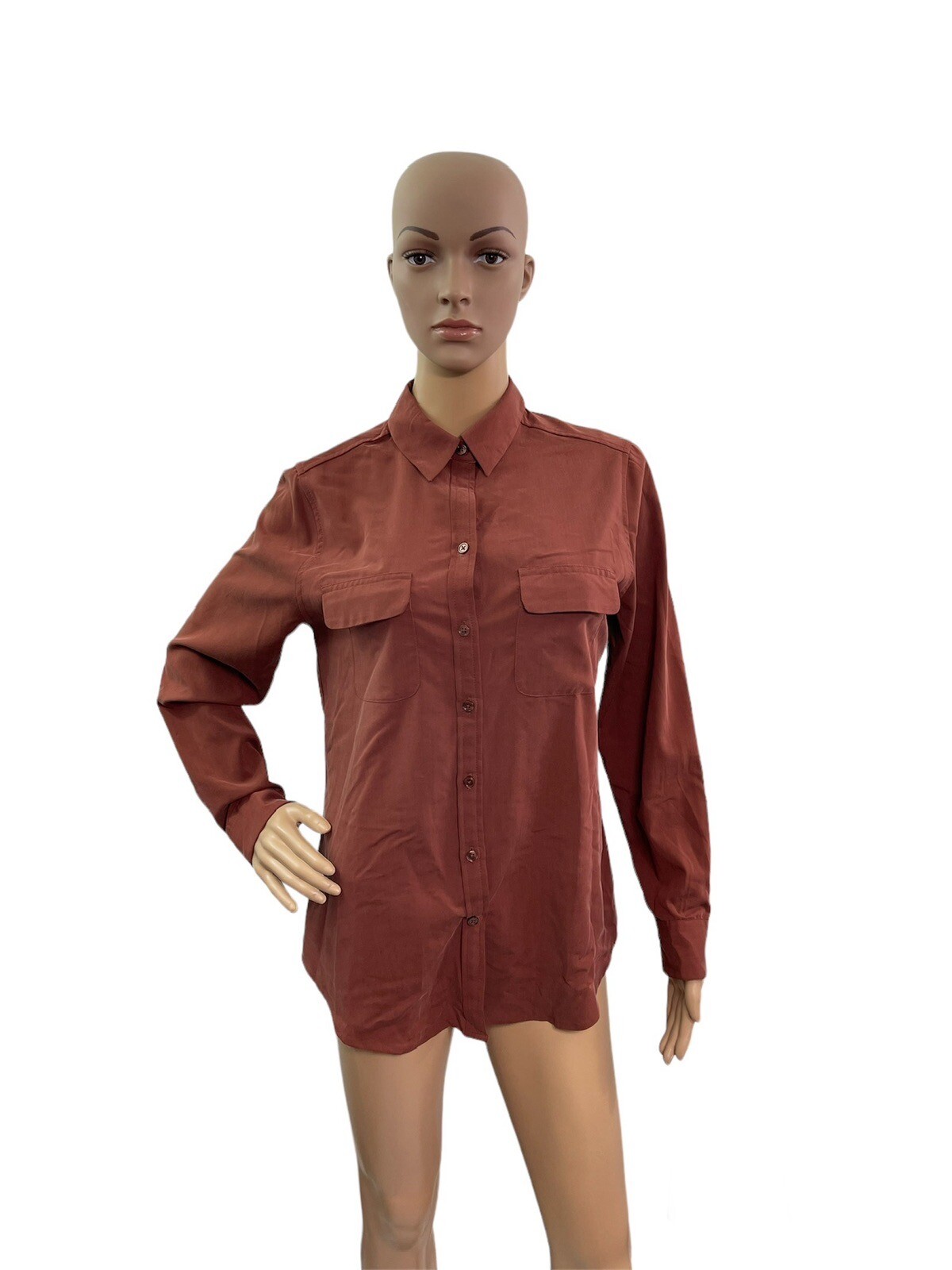 Chicos Women’s Size Small 0) Long Sleeve Brown Button Down Blouse