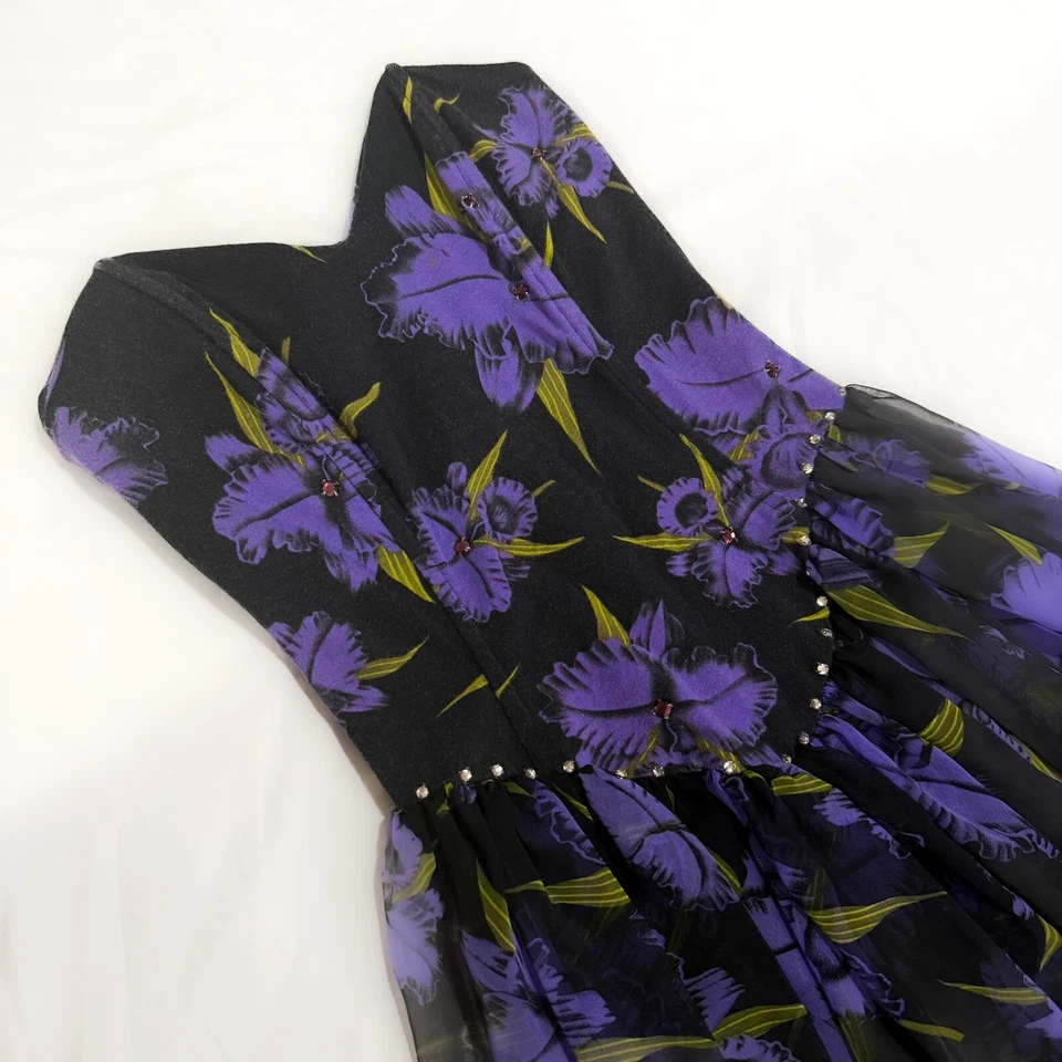 Винтажный BETSEY JOHNSON-1980-х цветочный вязаное платье размер маленький B3 - Изображение 4 из 4