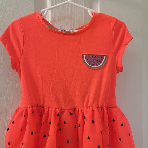 H&M Neon Orange Watermelon Tulle Dress Girls Size 2-4 years - Picture 2 of 11