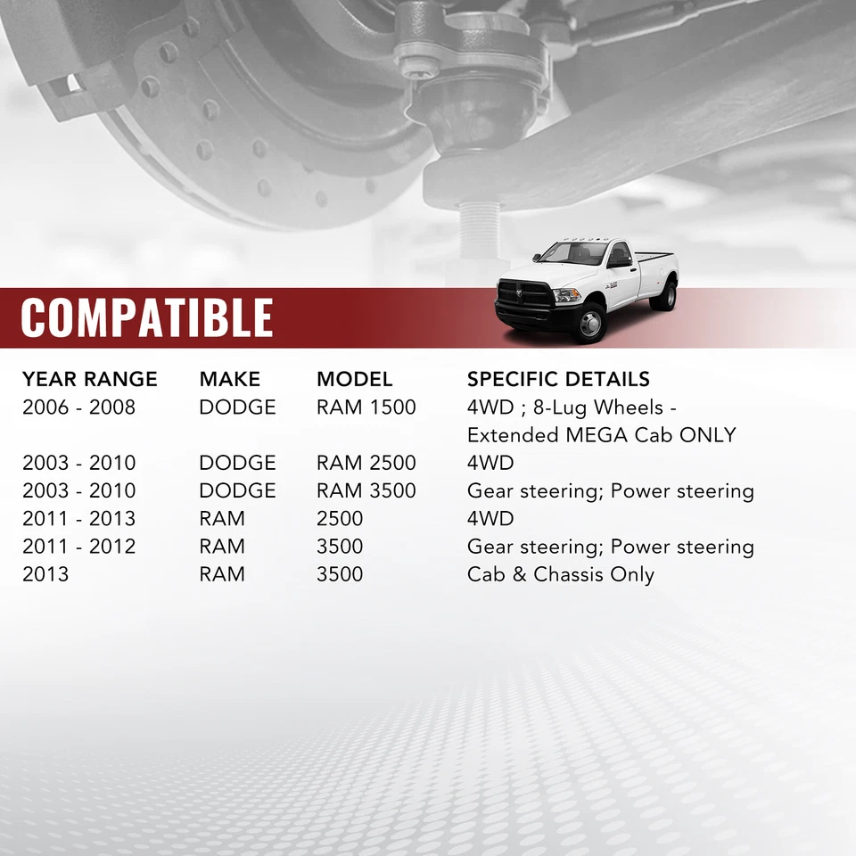 Kit de rótula superior e inferior delantera 4x4 para Dodge Ram 2500 3500 2003-2009 2010 Foto 2 de 4