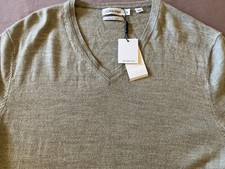 Men's CALVIN KLEIN Heather Gray Grey MERINO WOOL V-Neck Sweater XL X-Lrg NWT NEW