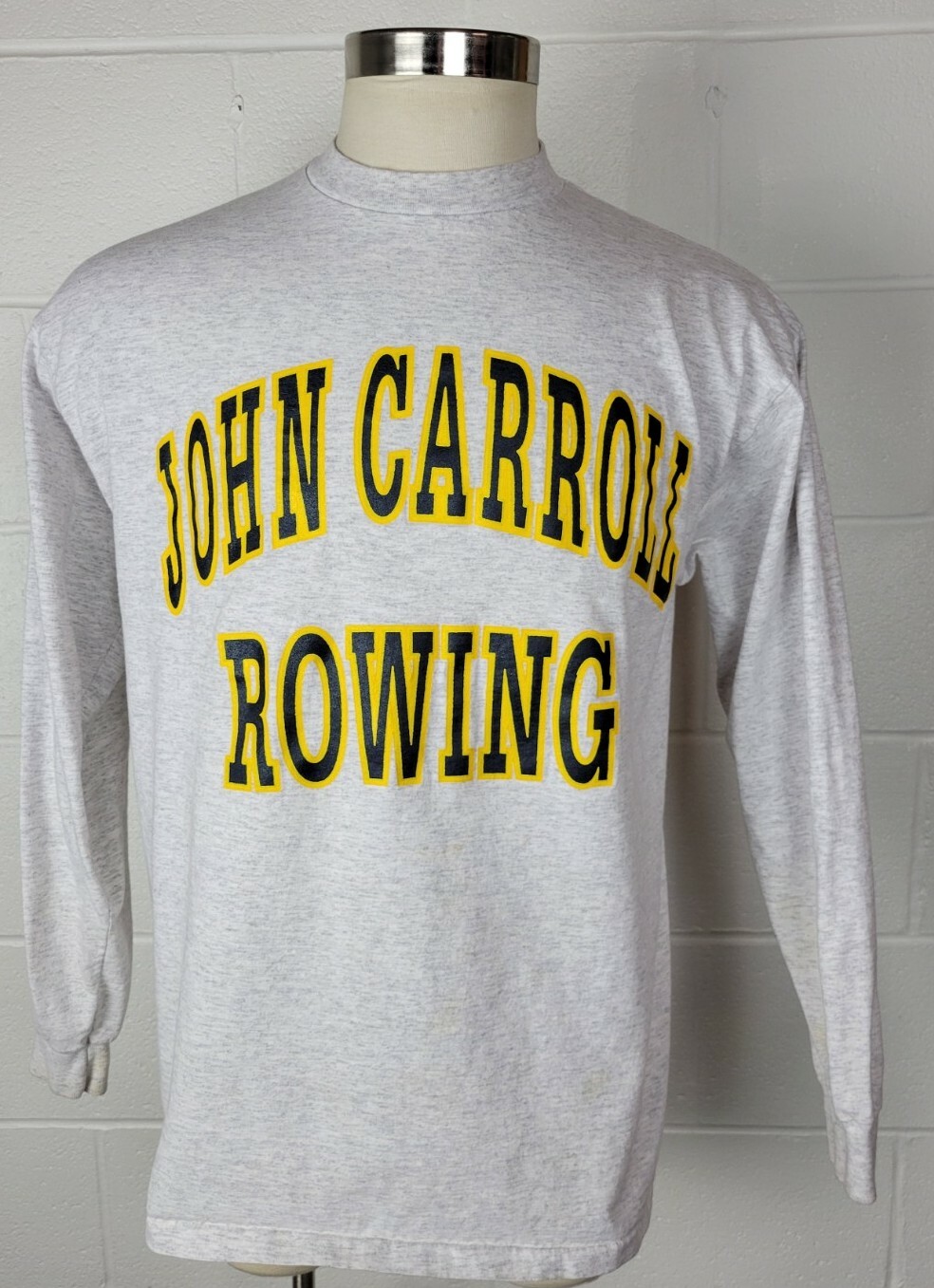 FILA Camicia vintage John Carroll canottaggio manica lunga grigio erica punto singolo M L