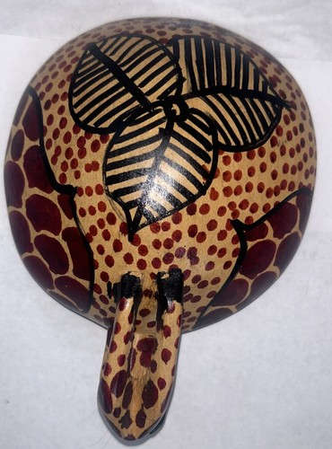 African Folk Art Handcrafted Wooden "Drinking Giraffe" Decorative Bowl VTG - Picture 4 of 4