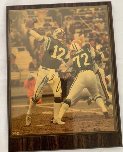 Joe Namath New York Jets Signed Wooden Plaque 8x10 photo Auto
