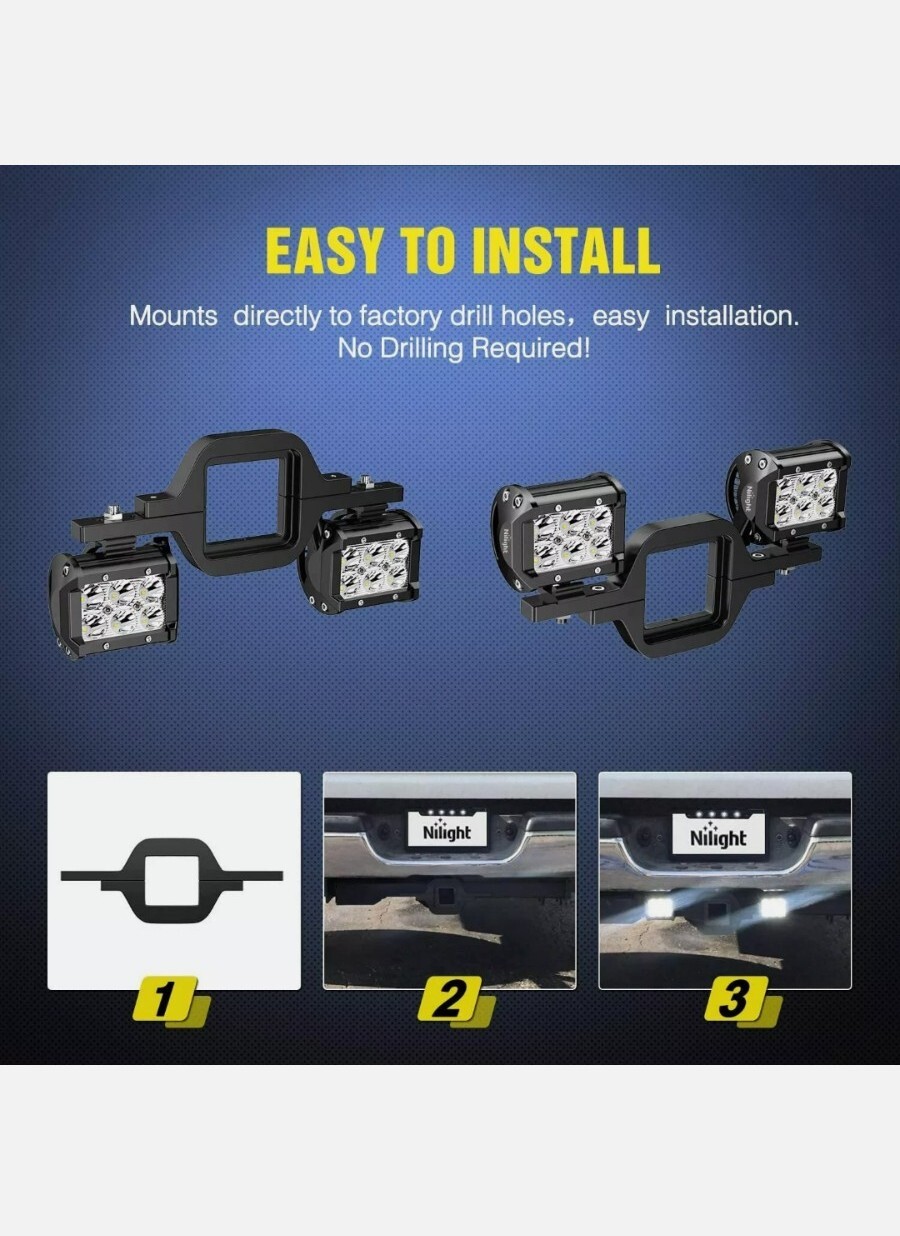 Nilight LED Light Bar Tow Hitch Mounting Bracket 2.5"3" Universal for
