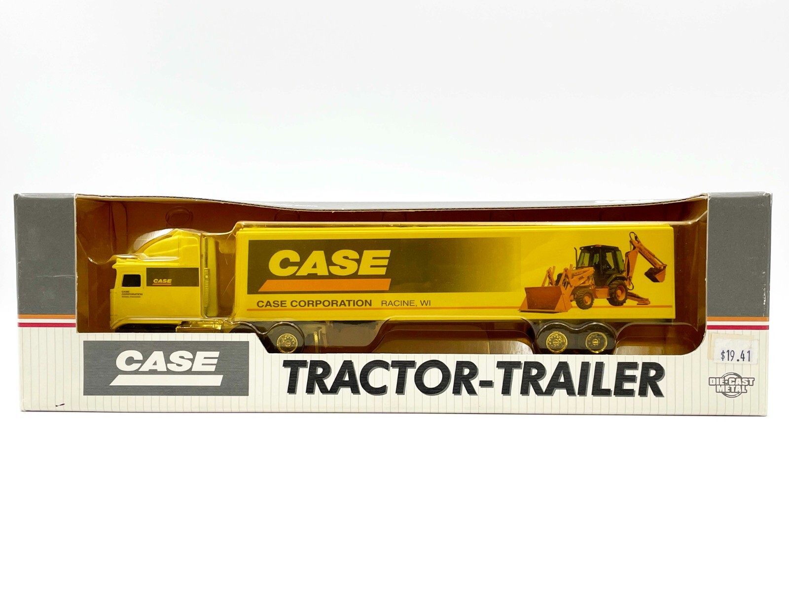 Case Corp 1/64 Cabover Semi Truck Case Corporation w/ Van Trailer w/ Backhoe ...