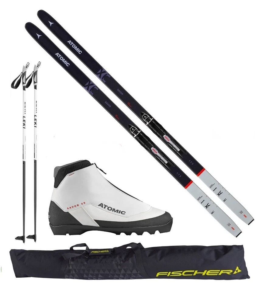 Atomic Langlaufski-Set Savor XC Grip- Ski+Bindung+Schuhe women+ Stöcke + Skisack