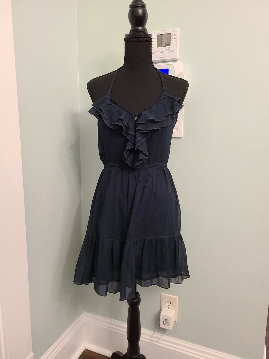 navy blue hollister dress Womens V-Neck Halter Size Small Ruffles. Short Summer Block Street Party Mineral Collection_Rhapsody Child's Dress Size:2T A flowy and super